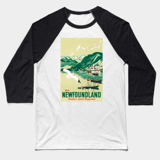 Vintage Travel Poster Canada Visit Newfoundland Baseball T-Shirt